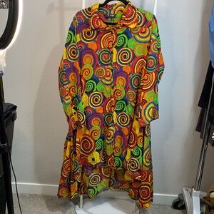 Vibrant Swirl Pattern High Low Dress